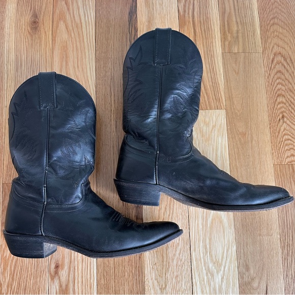 Justin Cowboy Western Boots Women’s Black Leather Boots 9.5 - Picture 4 of 12
